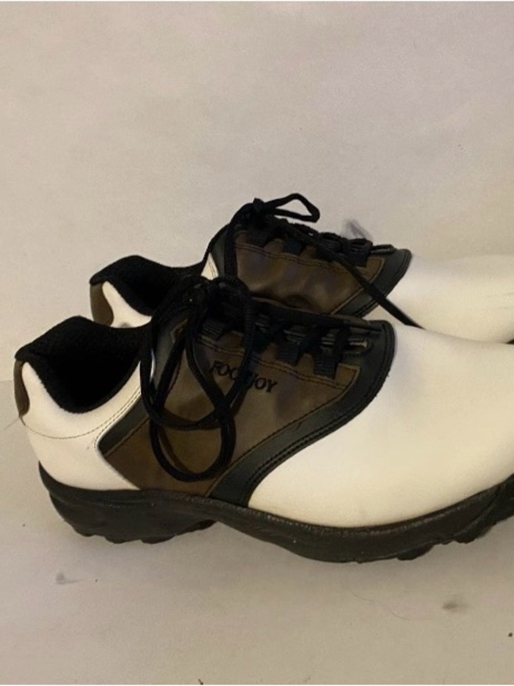FootJoy Men’s White, Brown and Black Athletic Golf Shoes 11 wide